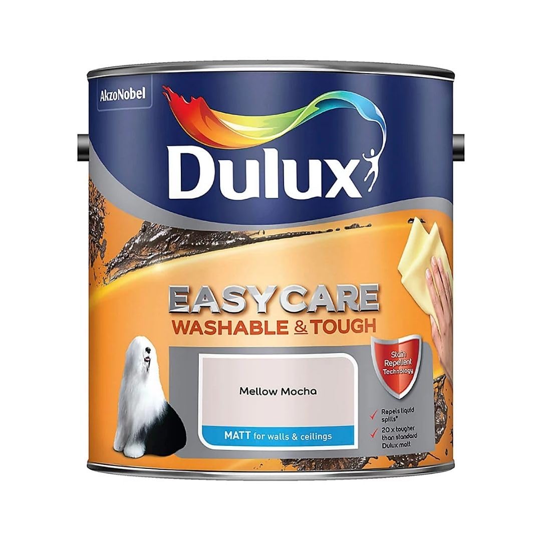 Mellow Mocha Dulux Easycare Matt Emulsion Paint 2.5L – Washable & Stain Resistant, Durable Matt Finish, Quick Dry, Low Odour Interior Wall & Ceiling Paint