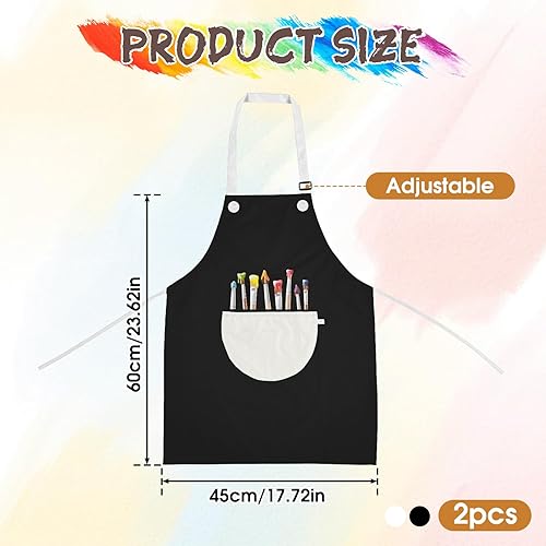 Miniatura 2 de Paquete de 2 delantales para niños, delantal de arte ajustable impermeable con bolsillos, delantales para niñas y niños, para pintar, manualidades