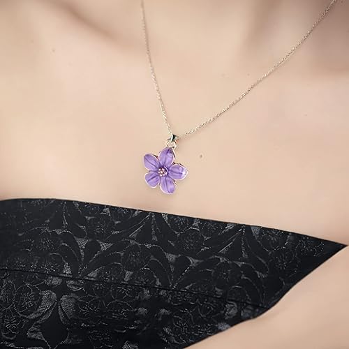Miniatura 2 de TEHAUX 50 dijes de flores de cerezo, pequeños dijes de esmalte de flores moradas para hacer joyas, joyas de flor de cerezo para manualidades,