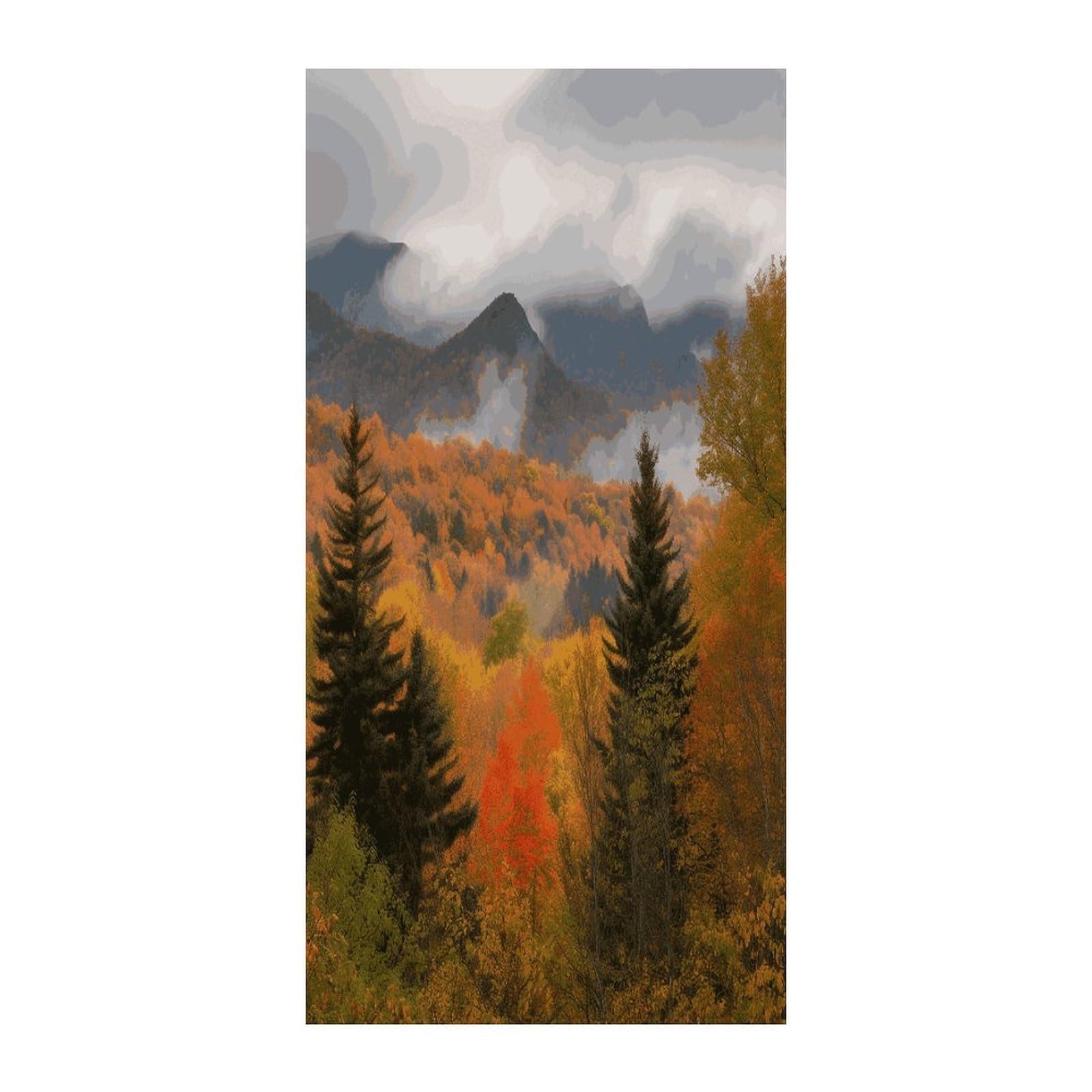 Fekiloot Style Autumn Foliage Mountains Door Curtain Room Divider Curtains