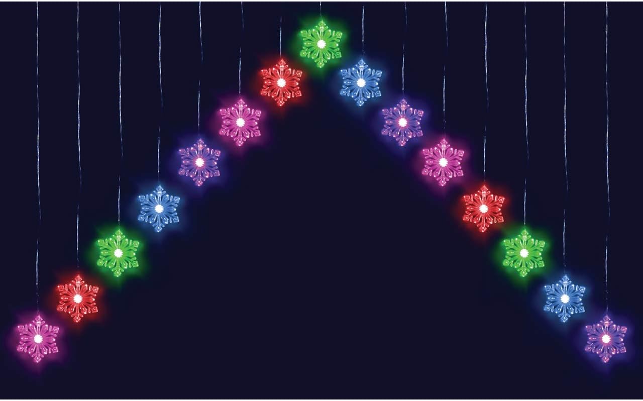 Sentik 15 Colour Changing LED Snowflake Curtain Lights