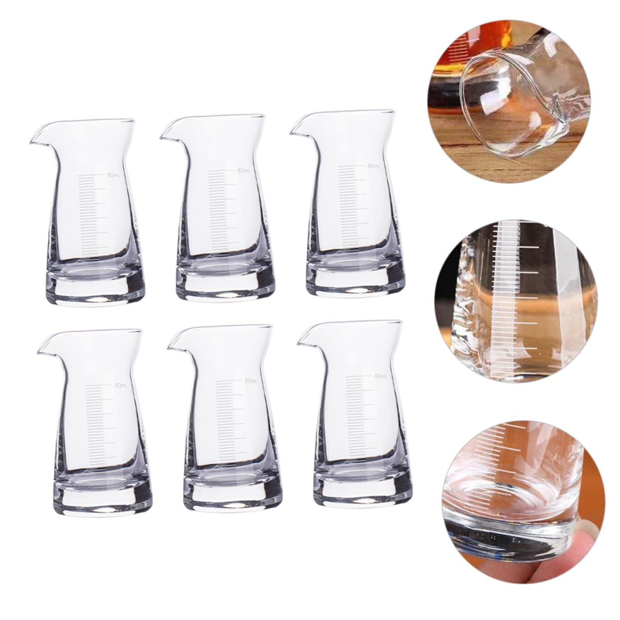 6Pièces Tasse à Mesurer Verre Lot de Verres à Mesurer Échelle Claire pour Cocktails Boissons Cuisine Outils de Bar