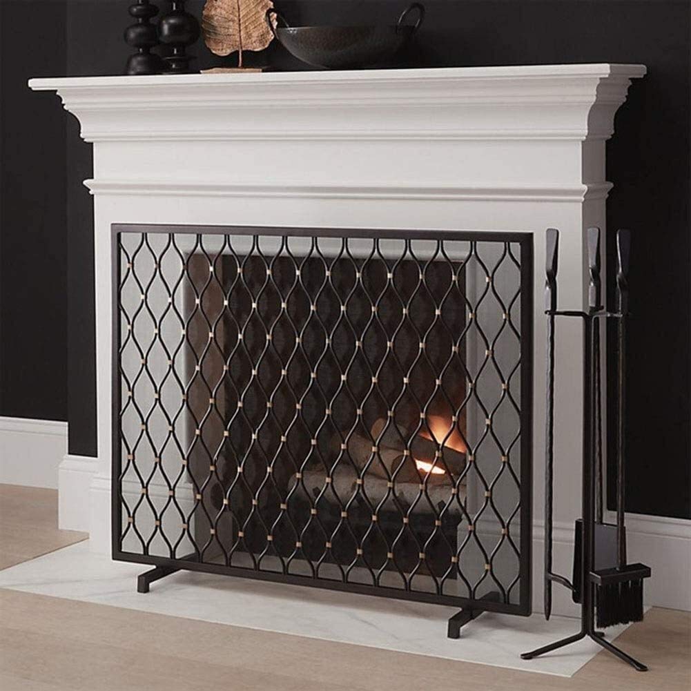 Pannello parascintille, Pannello parascintille in Ferro, barriera antiscintilla con Design Intagliato, Protezione del caminetto di Sicurezza in Rete Metallica per Legno,