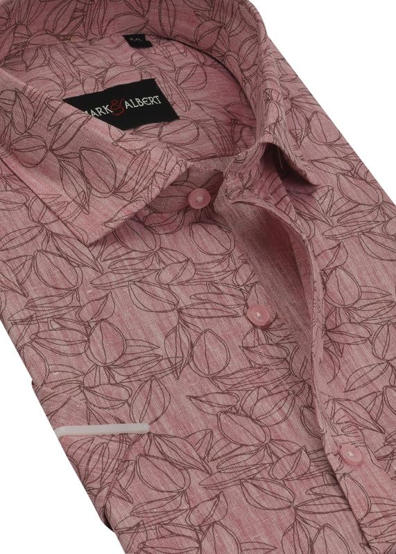 Image of MARK & ALBERT Men's Half Sleeve Linen Slim Fit Shirt
