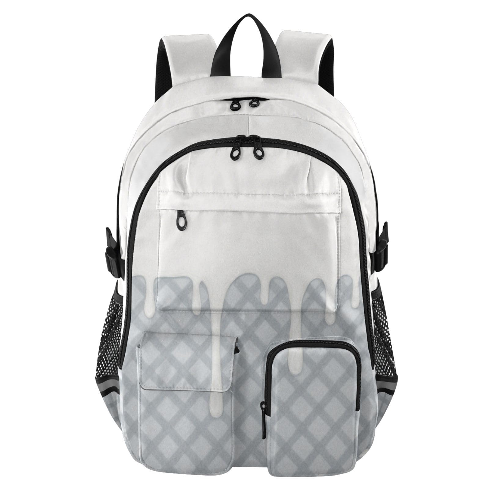 Mochila de viaje para laptop de 17.5 pulgadas gris a cuadros para adolescentes 8