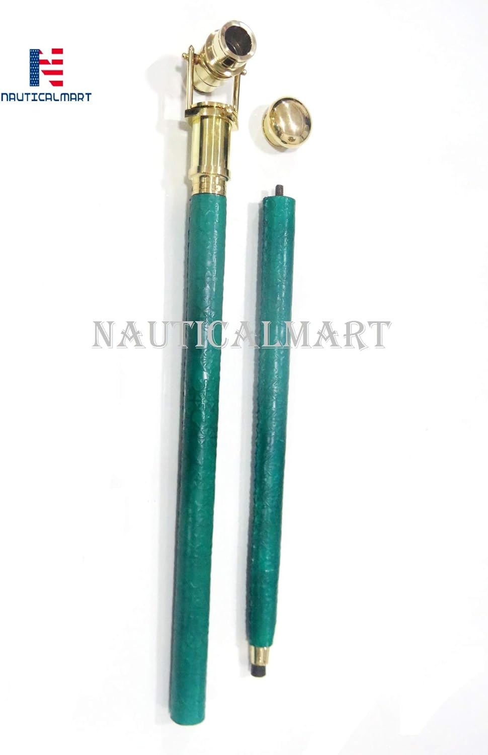 Nautical Collectible Brass Telescope Spyglass Walking Stick Head Foldable Cane Marine Prop