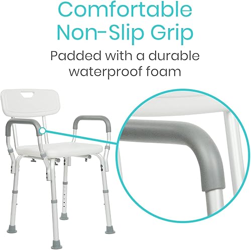 Miniatura 6 de Silla de ducha con respaldo Vive, silla para tina con asas para minusválidos, discapacitados y personas mayores asiento para tina con asas médicas