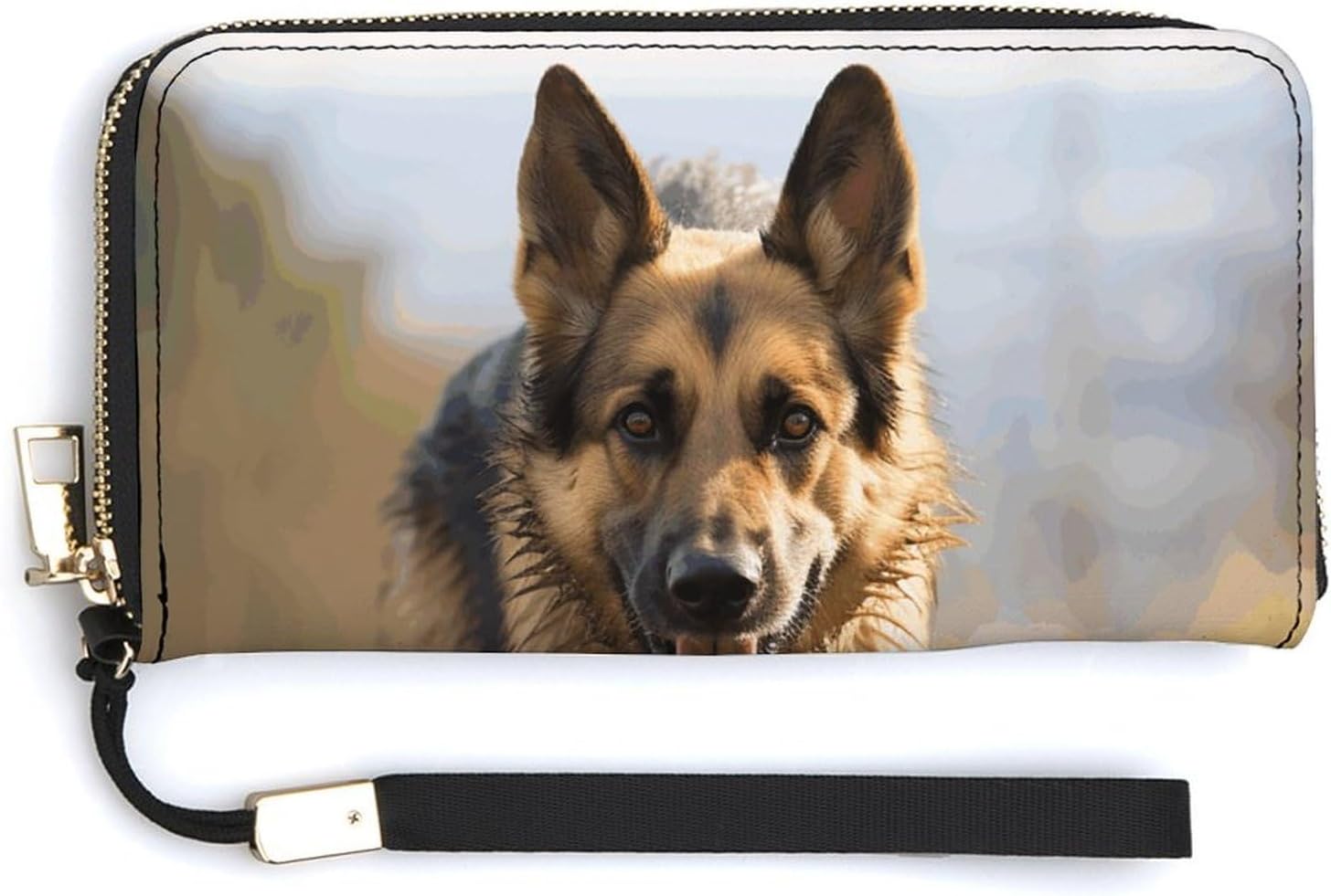 Pu Leather Wallet, Running German Shepherd Dog Print Women's Card Holder Wallet Large Capacity Wallet Long Wallet for Women Handheld Clutch Wallet