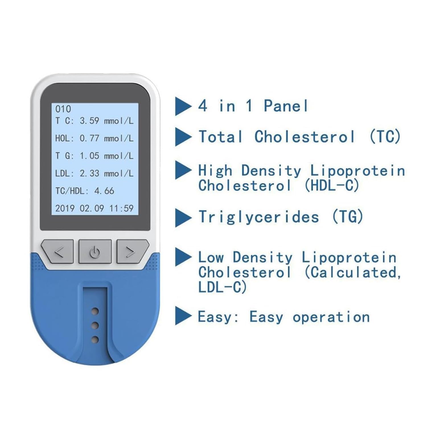 Cholesterin-Testmessgerät-Kit, Lipidtest-Analysator Mit 25 Blutfetten, 500 Gruppen Von Speicherwerten, Multifunktionales 5-in-1-TC-TG-HDL-LDL, Präzisionsmessung, Schnelle Ergebnisse, Heimgebrauch