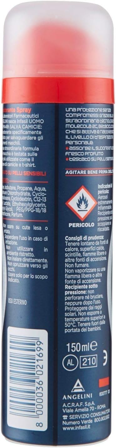 Italian Gourmet Deodorante Spray Uomo Deo für Herren Derma 48h, 12 x 150ml