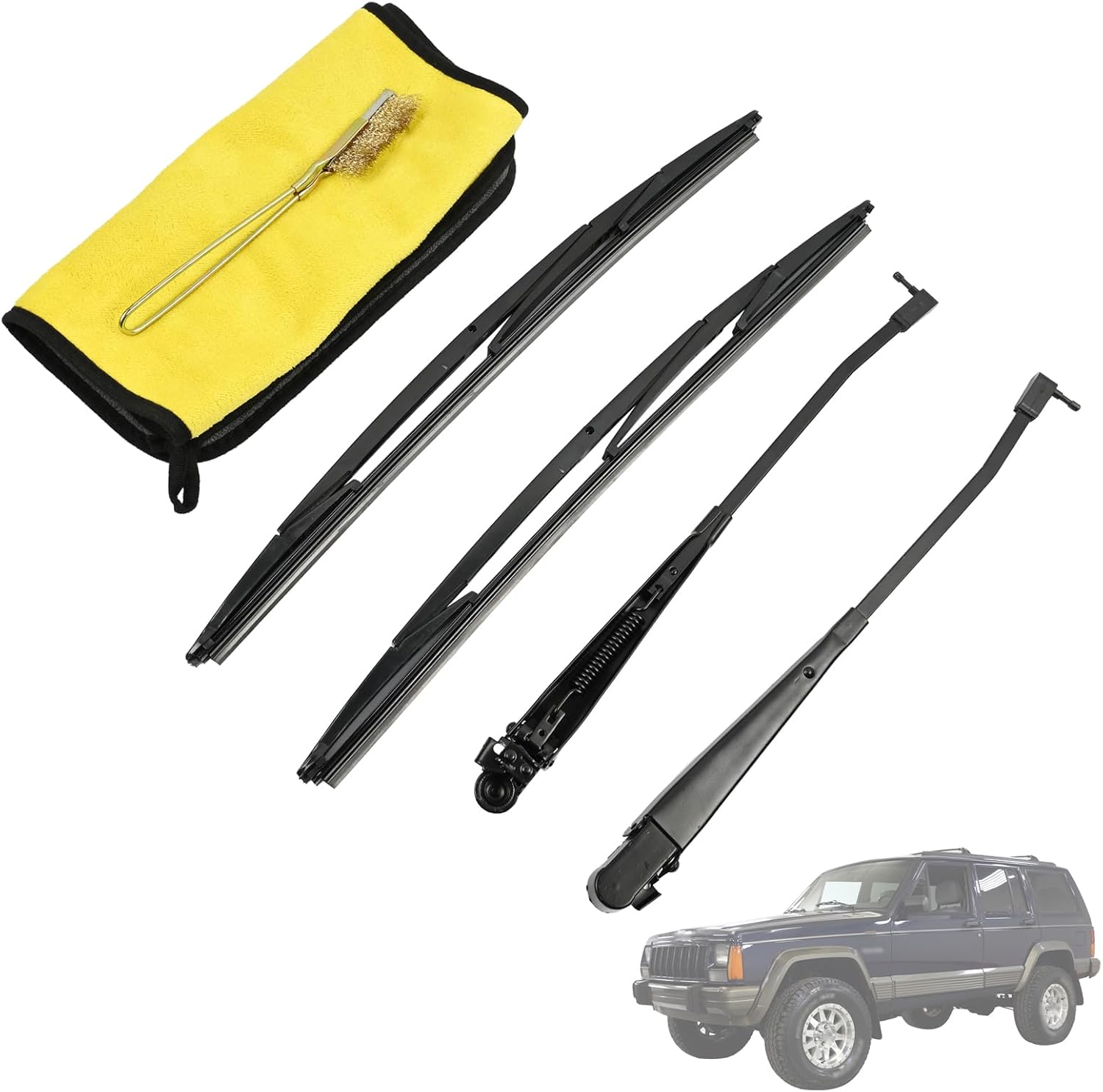 1 Pair Front Windshield Wiper Arm & 18" Blade Kit 56001132 Compatible with Jeep Cherokee 1984-1996, for Comanche 1986-1992, for Wagoneer 1984-1990