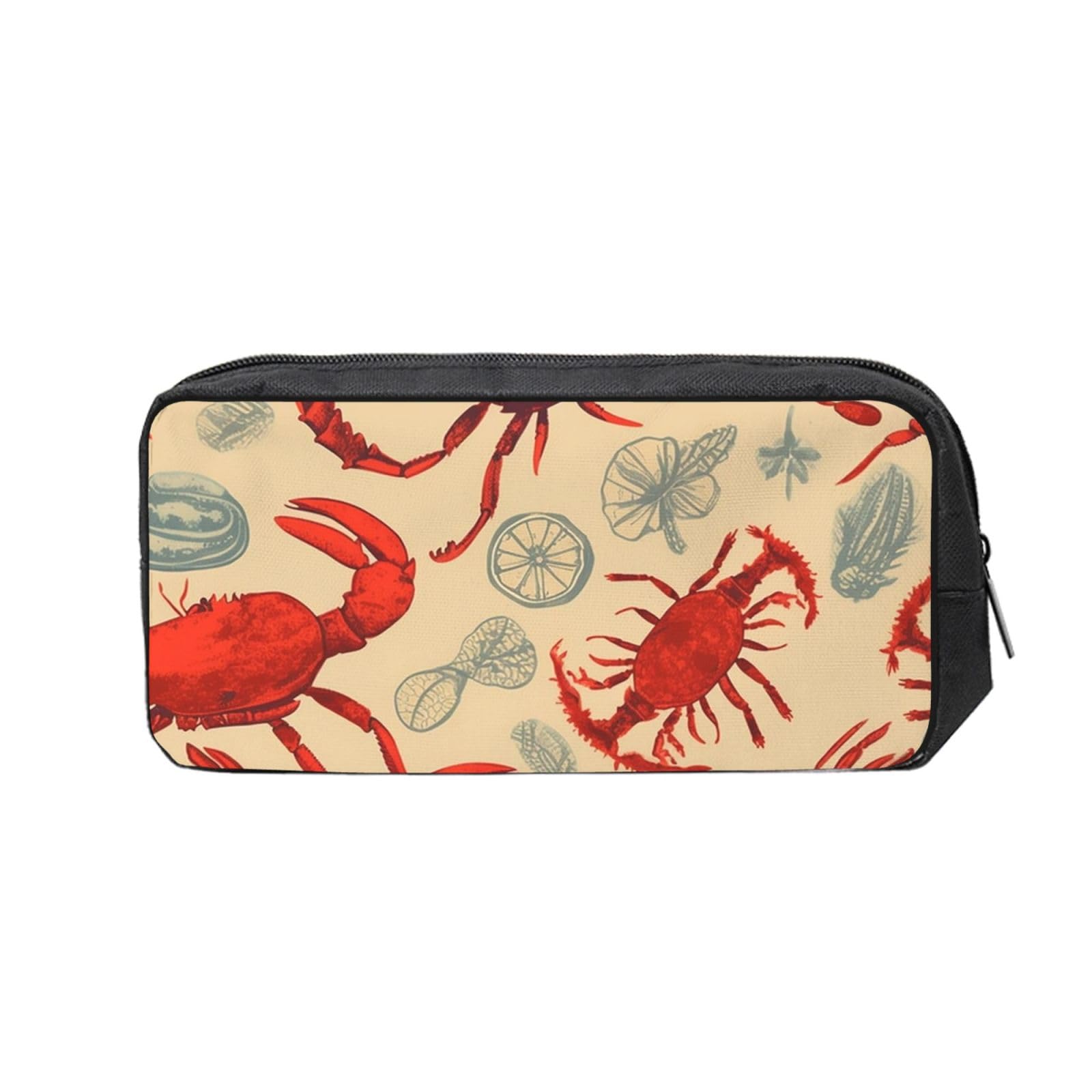 FodPand Lobster And Crab Pencil Case Large Capacity Pencil Pouch With Zippers Portable Waterproof Pencil Bag Makeup Pouch Cosmetic Bag For Women Men