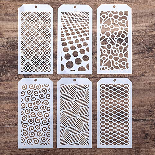 Image of SLGIFT DIY Decorative Stencil Template for Scrapbooking Painting on Wall Furniture Crafts, Set of 6 (Geometry)