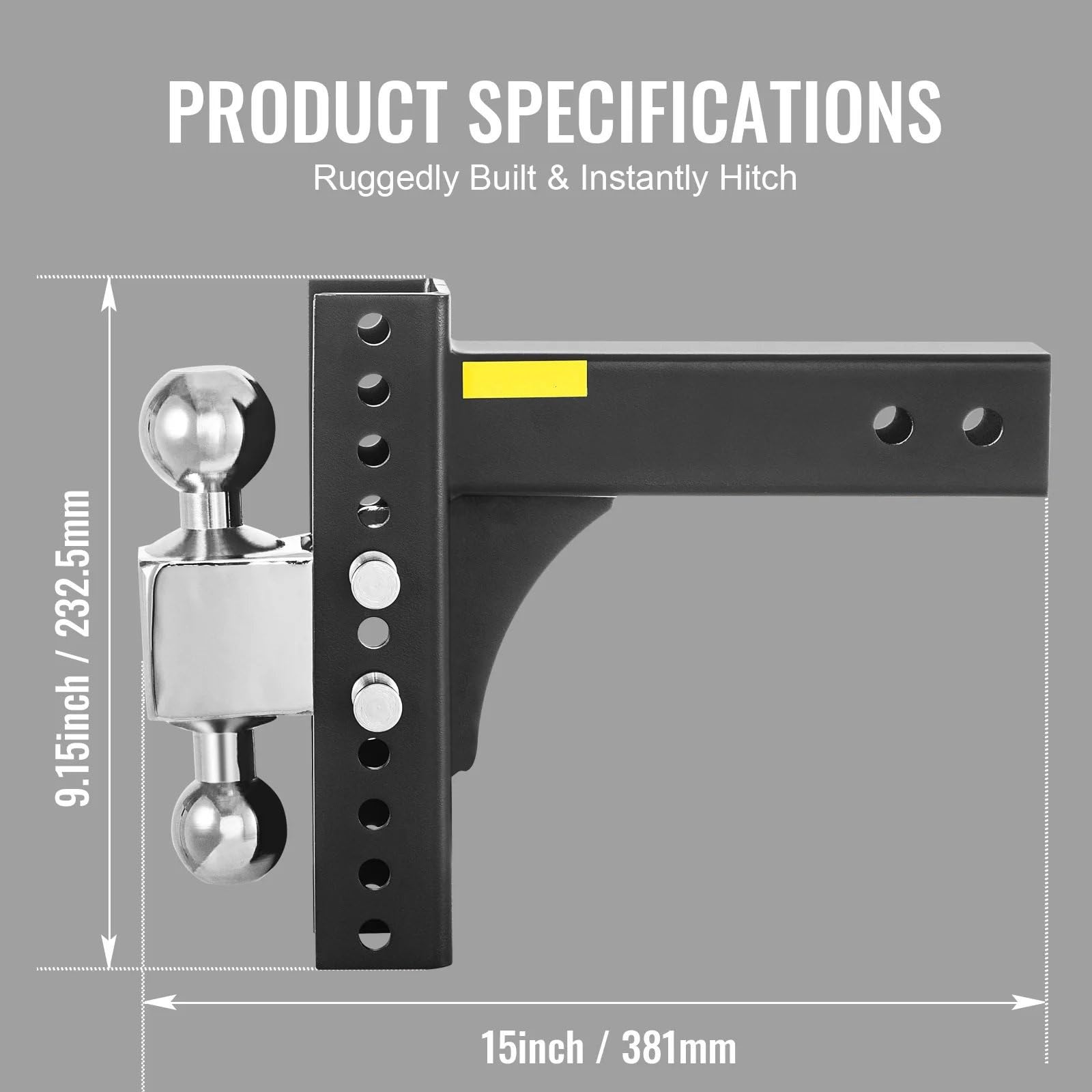 hak holowniczy Regulowany zaczep holowniczy 6/8" Rise & Drop Hitch Ball Mount Tow z zamkiem na kluczyk do holowania przyczep samochodowych i ciężarowych adapter do przyczepki(8 inch)