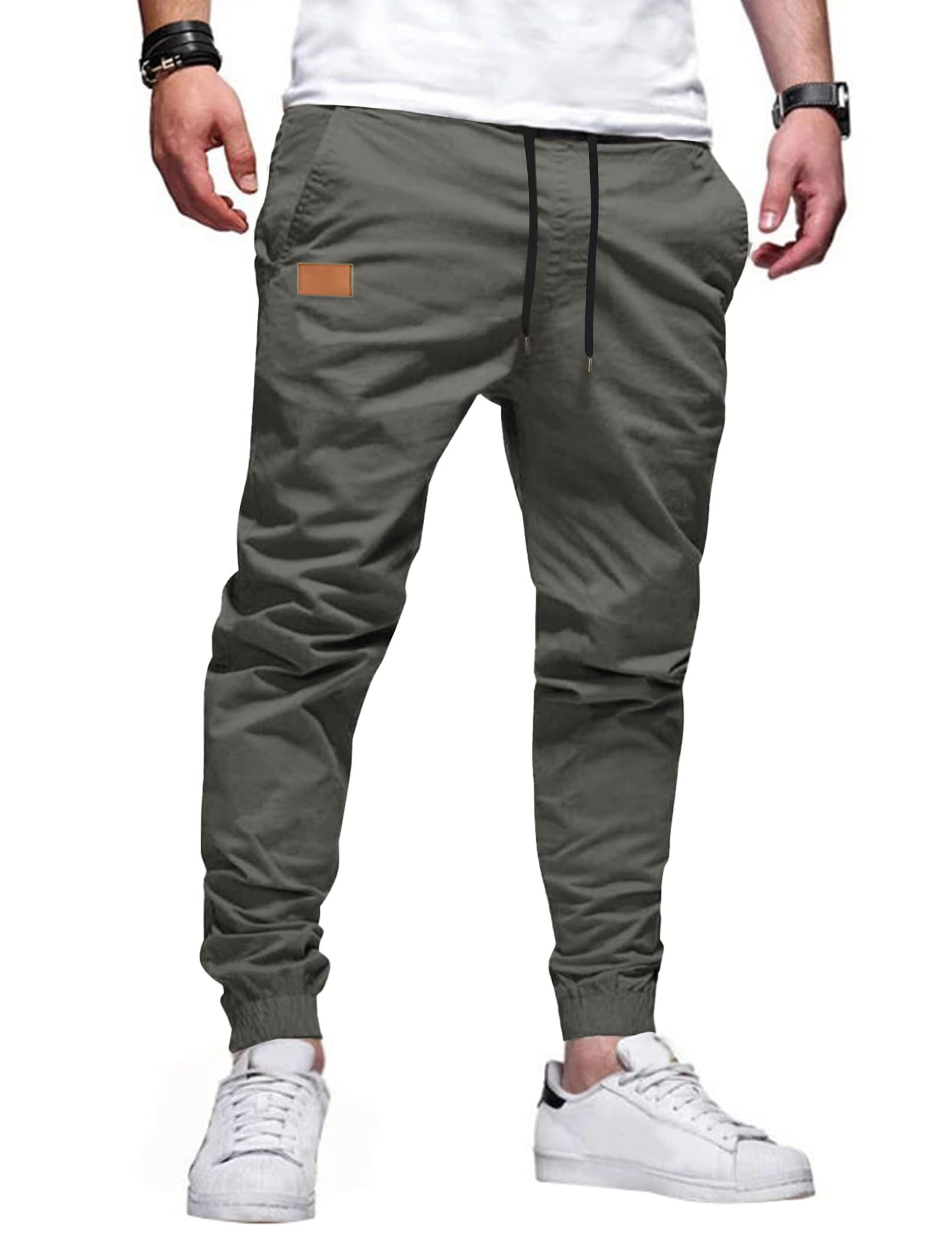 TARAINYA Pantaloni Uomo Cotone Jogging Chino Cargo con Tasche Laterali Coulisse Vita Elastica Casual