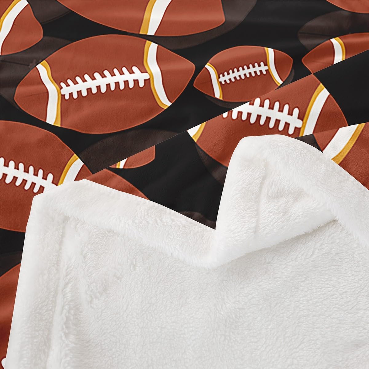 Feelyou Football Fleece Throw Blanket Sports Theme Sherpa Blanket for Kids Boys Girls Rugby Game Plush Blanket Ball Games Competition for Sofa Bed Couch 50"x60" - Image 4