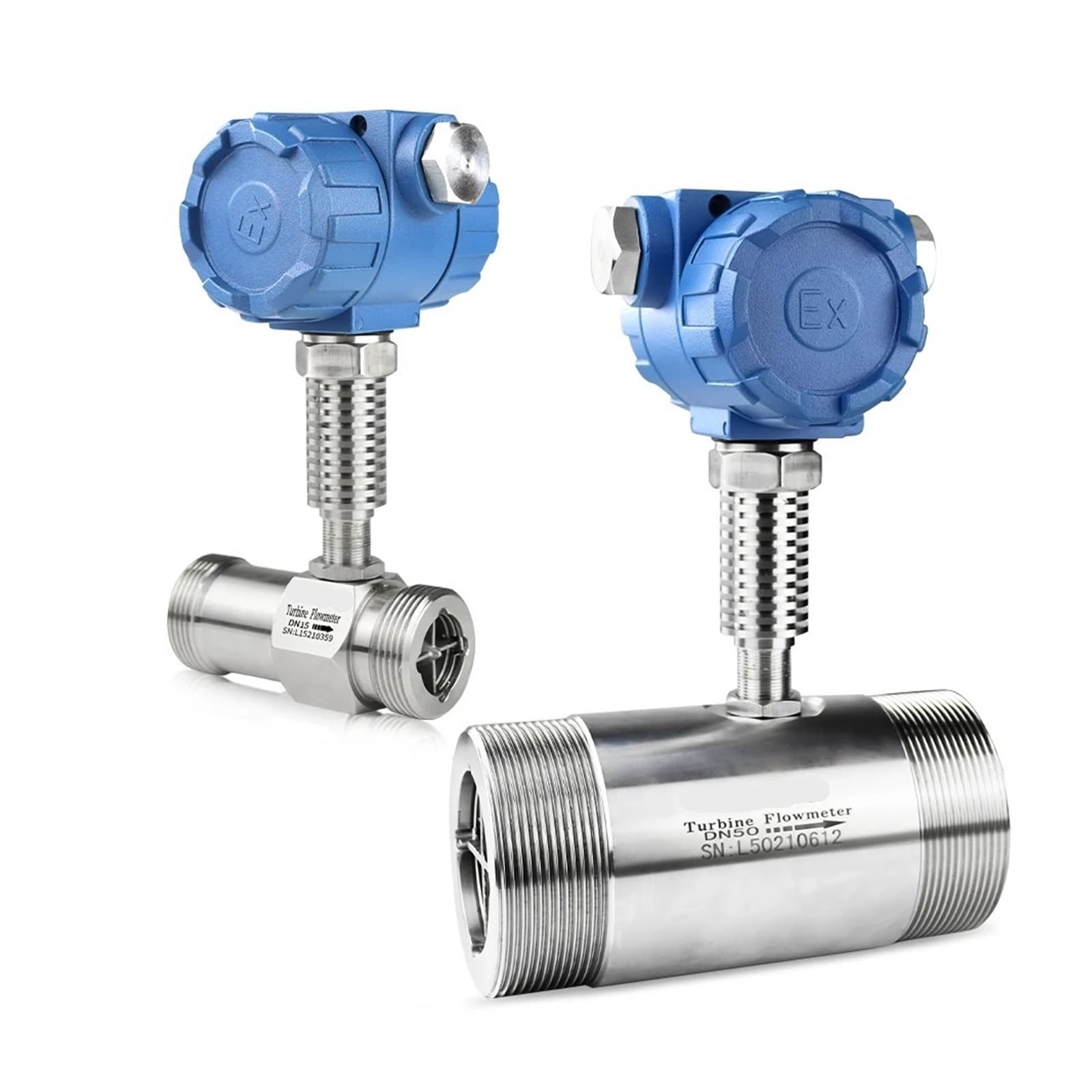 Caudalímetro en Espiral y caudalímetro de líquido for Agua del Grifo Sensor de caudal Caudalímetro de Acero Inoxidable(DN50)
