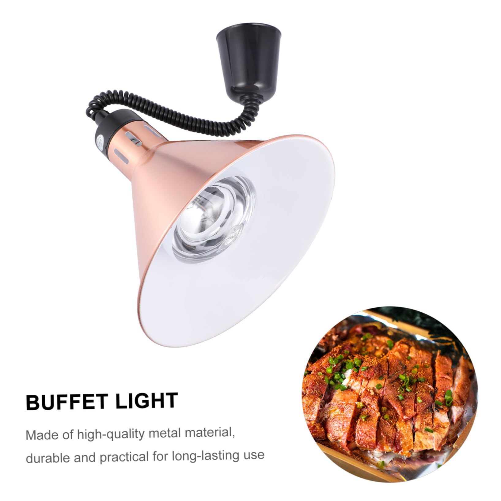 Ipetboom Lampada Riscaldante Telescopica in Metallo Lampadario Scaldavivande Altezza Regolabile Luce per Buffet Professionale per Hotel Ristorante e Cucina