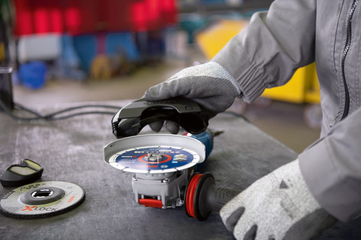 Bosch PRO Winkelschleifer GWX 14-125 S mit X-LOCK (Scheiben-Ø: 125mm, Leistung 1400 Watt, inkl.Zusatzhandgriff, Schutzhaube, Trennschutzhaube)
