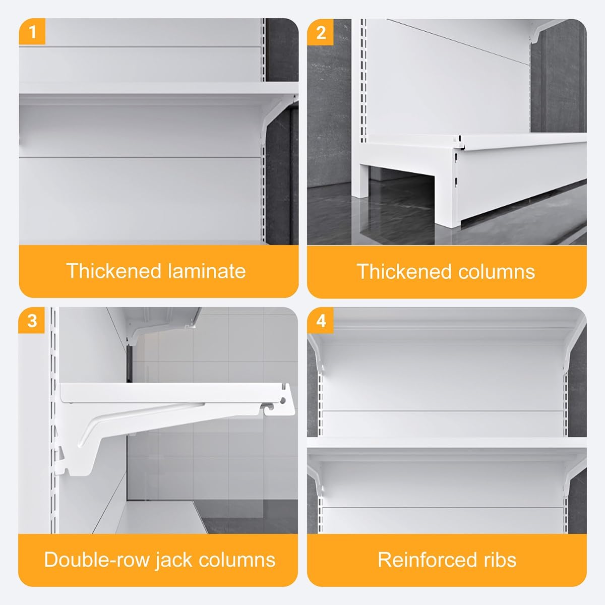 4/5 Etagen Industrie-Regalsystem Gondola Regal Einzelhandel - Supermarkt Gondelregal 120 kg Tragkraft pro Ebene mit 1,5cm Starken Stehern & Verstärkten Regalen(93 * 135cm/36.6 * 53.1in)