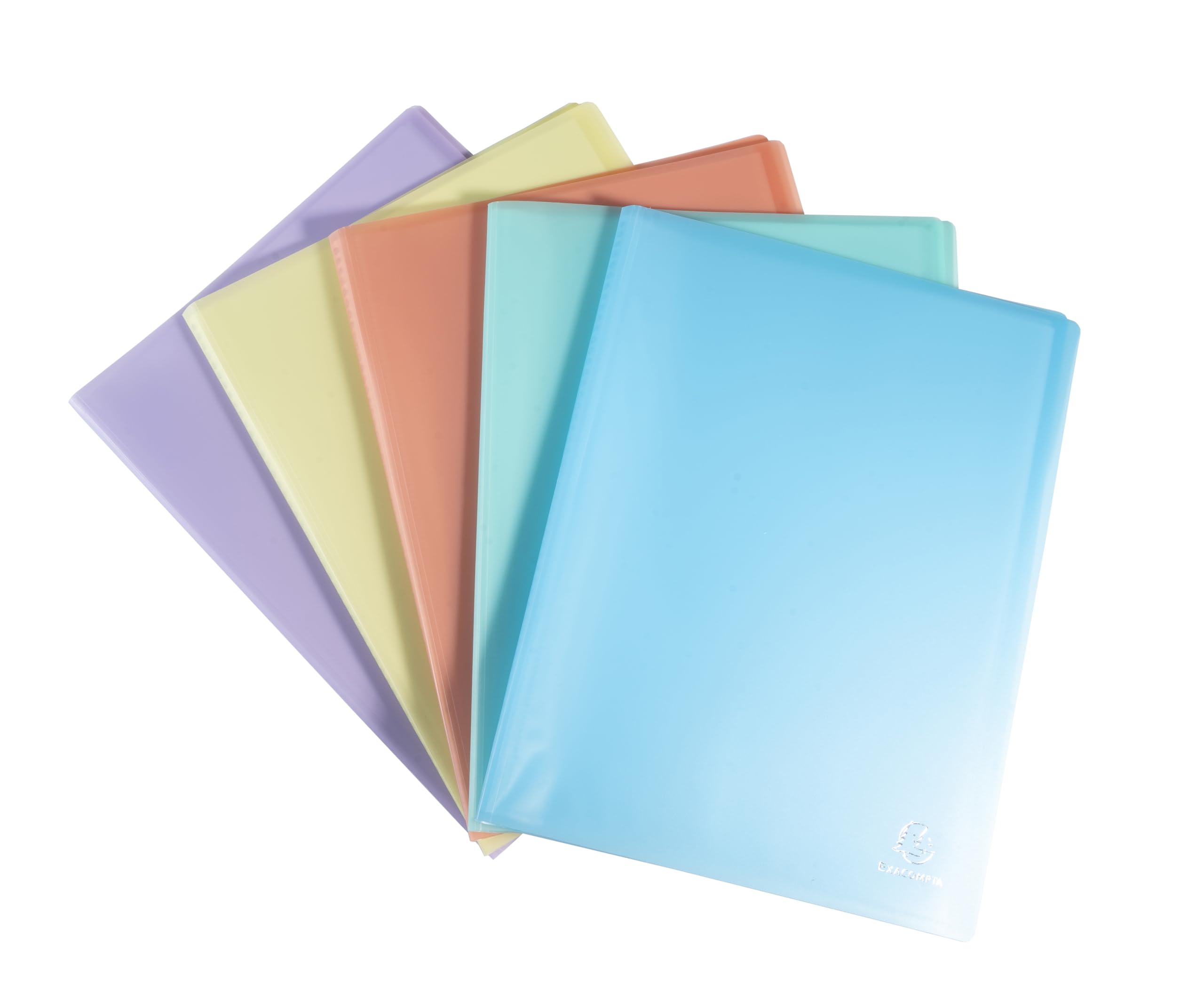 Exacompta - Réf. 88570E - Paquet de 5 protège-documents Chromaline Pastel - 50 pochettes cristal - 100 vues - pour A4 - dim 24x32 cm - couverture en polypro recyclé translucide - 5 couleurs assorties