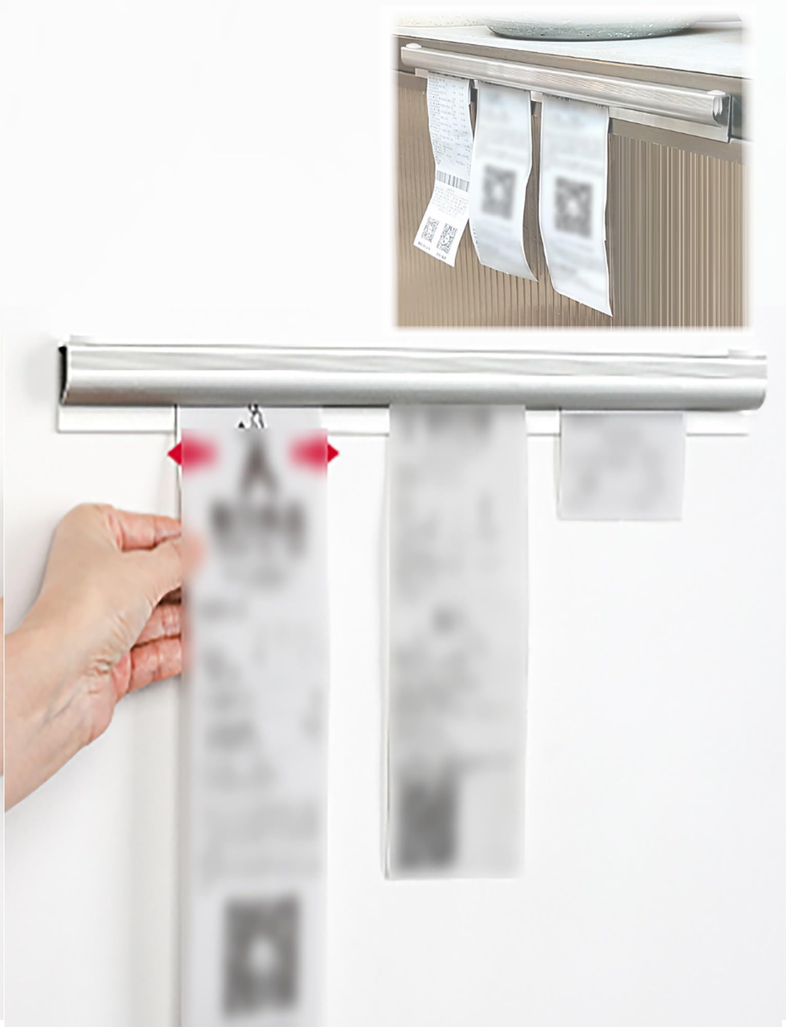 Rieles deslizantes for sujetar recibos y tickets, soporte metálico for restaurantes, cocinas, oficinas, organizadores de cheques, tiras for pedidos, facturas y uso comercial.(120cm)