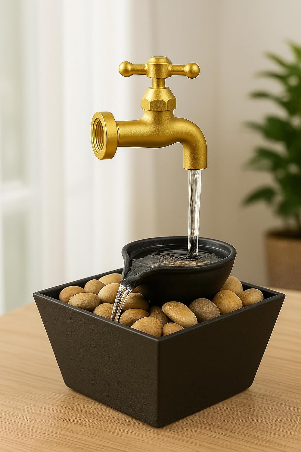 Floating LED Water Tap Fountain – Magic Illusion Tabletop Waterfall with LED Lights & Decorative Stones | Indoor Home Decor for Bedroom, Office, Living Room | Relaxing Gift-picture-25
