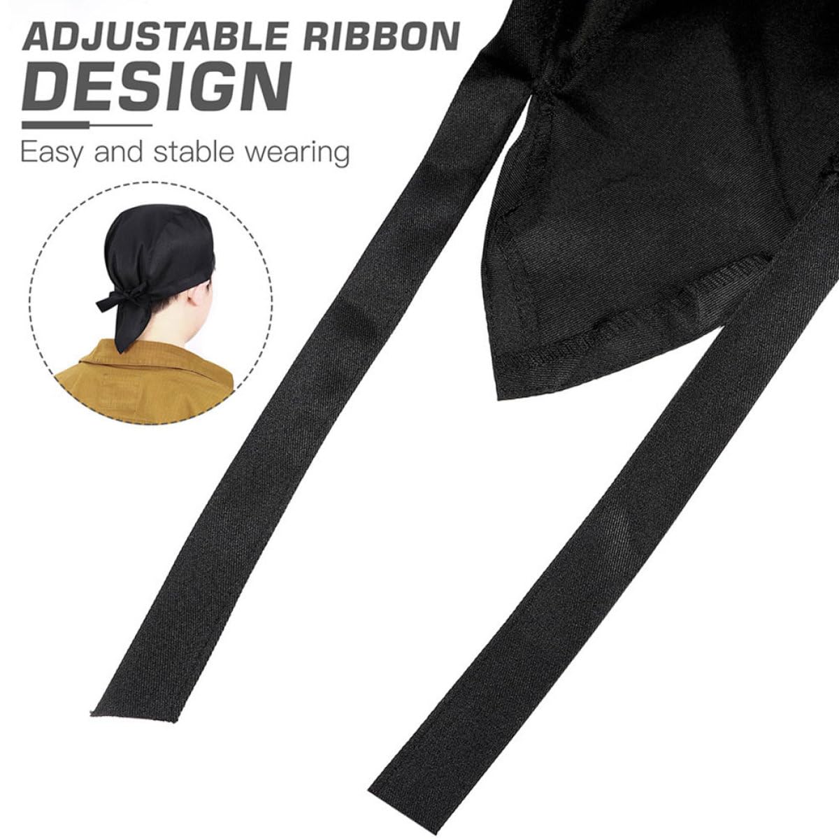Artibetter Cappelli da Cuoco Fascia per Mantenere i Chioma Lontani dal Cibo Nero Unisex in Cotone Set da 10 Pratici e Funzionali Design Semplice per Ristorante e Cucina