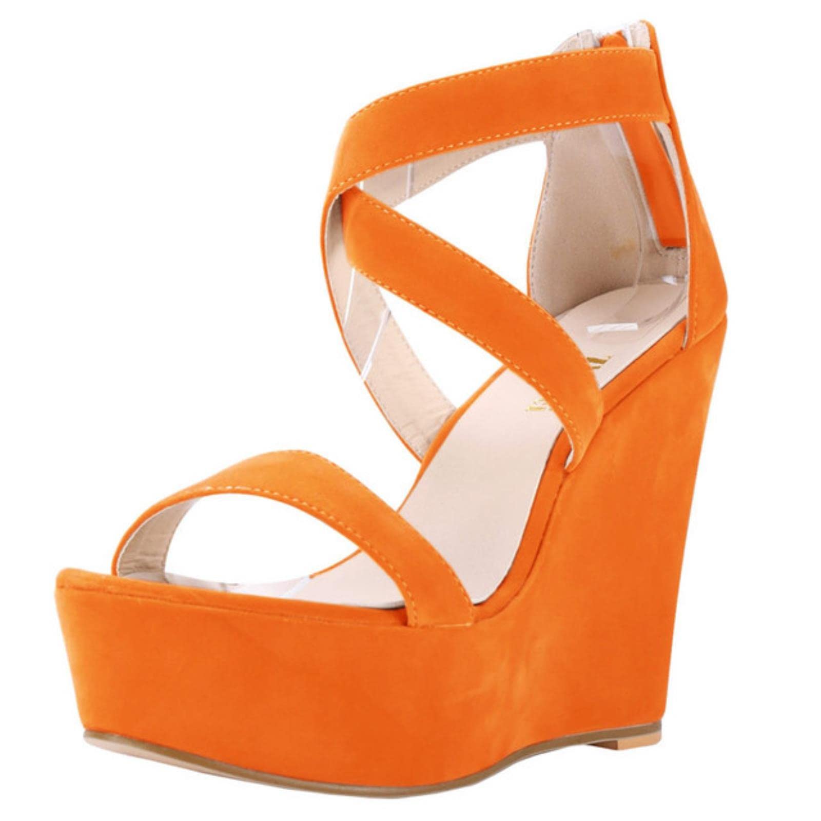 Sandali da donna Nude Nuova Suola spessa Cashmere Gladiatore Sandali Zeppa Casual Tacchi Alti Scarpe Da Donna Estate Festa di Nozze