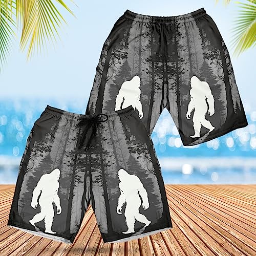 Men's Bigfoot Swim Trunks - Sasquatch Quick-Dry Hawaiian Swim Shorts for Men Series 302