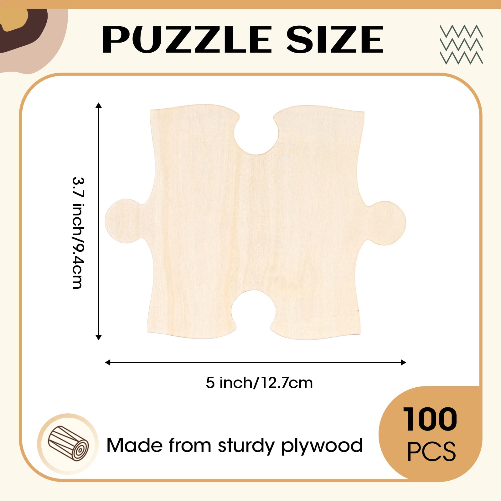 Seenelling 100 pezzi di puzzle in legno da 10 x 12,7 cm, accessori fai da te