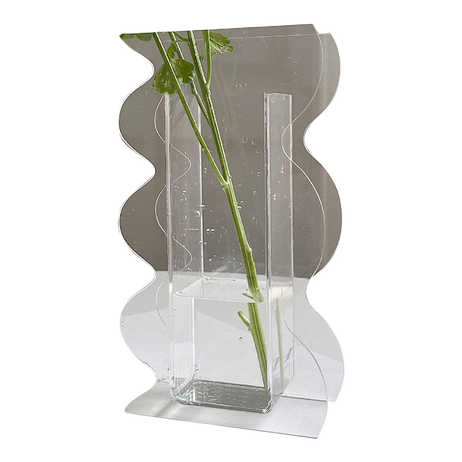 Nucelit Clear Acrylic Flower Vases with Waves Shape Multipurpose Hydroponic Plant Container Home Decoration for Plant Enthusiasts Flower Arrangement Vases