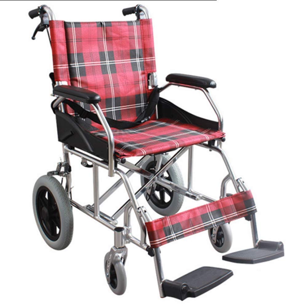 Multifunktionale Aluminiumlegierung, die leichten Rollstuhl faltet, ultraleichter medizinischer Transport, der erwachsenen medizinischen Bedarf antreibt, Rosa, eins