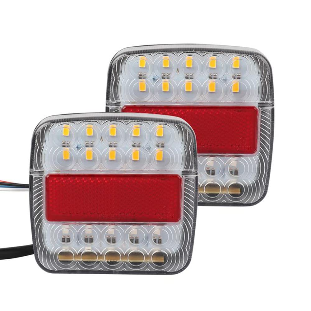 2 Piezas Camión De Luz Trasera Trasera Indicador De Señal De Giro De Led Luce De Freno Impermeable para El Remolque del Automóvil 12v 26 Vuelvo