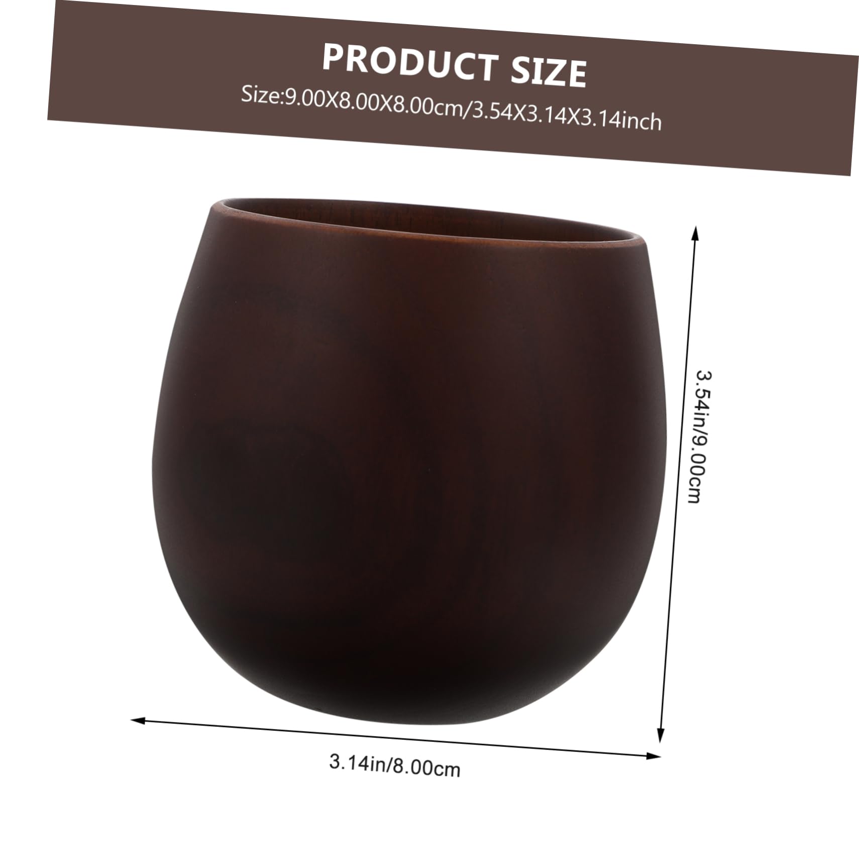 Cabilock 1pc Wooden Sake Cup Multipurpose Tea Serving Water Cup Deep Brown Color for Home Office Coffee Shop Restaurant Use Sturdy Craftsmanship for Long Term Enjoyment