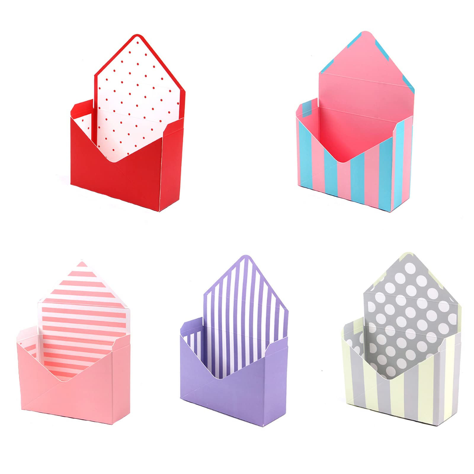 Yunpo tech 5 Pieces Envelope Flower Boxes Florist Bouquet Packaging Flower Bouquet Envelope Gift Box for Birthday Wedding Party Decoration, Pink, 29.5x20x7cm
