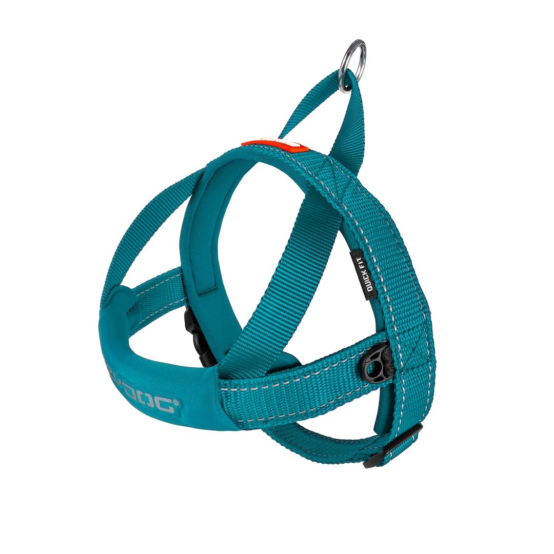EzyDog Quick Fit Dog Harness – No Pull Harness for Training, Everyday Walking, and Easy Control - Adjustable Fit, Reflective, and Padded (Medium, Teal