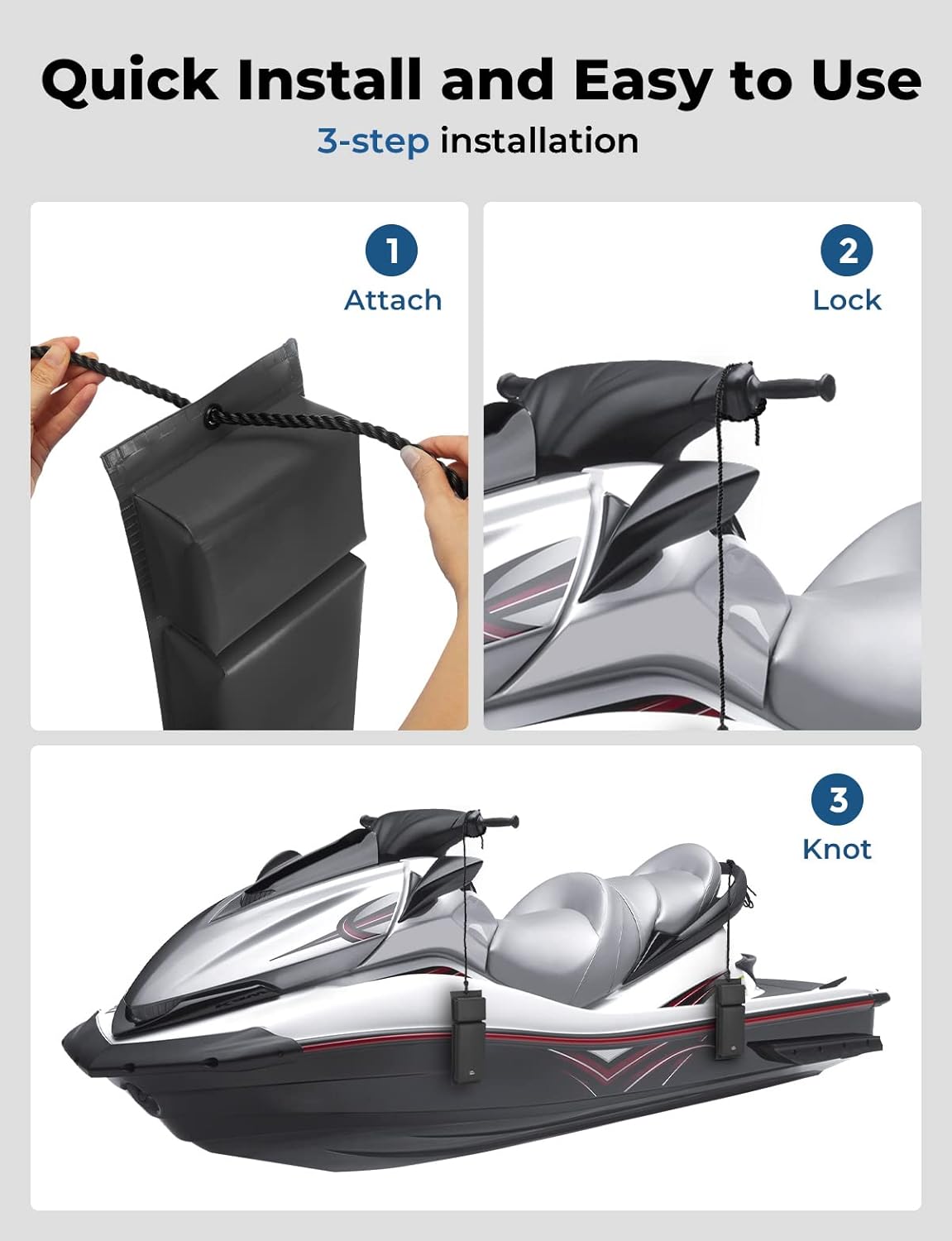 KEMIMOTO PWC Jet Ski Bumpers, Boat Bumpers for Docking, Folding Design Fenders with Length 13.5in, Jet Ski Accessories