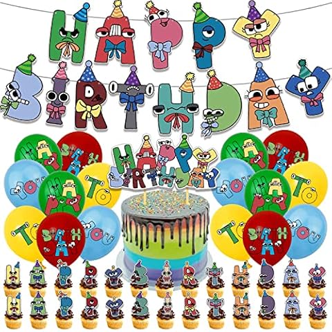 Alphabet Lore Birthday Party Supplies,Alphabet Lore theme birthday party supplies include Cupcake decoration, cake decoration, banner , balloons Cover