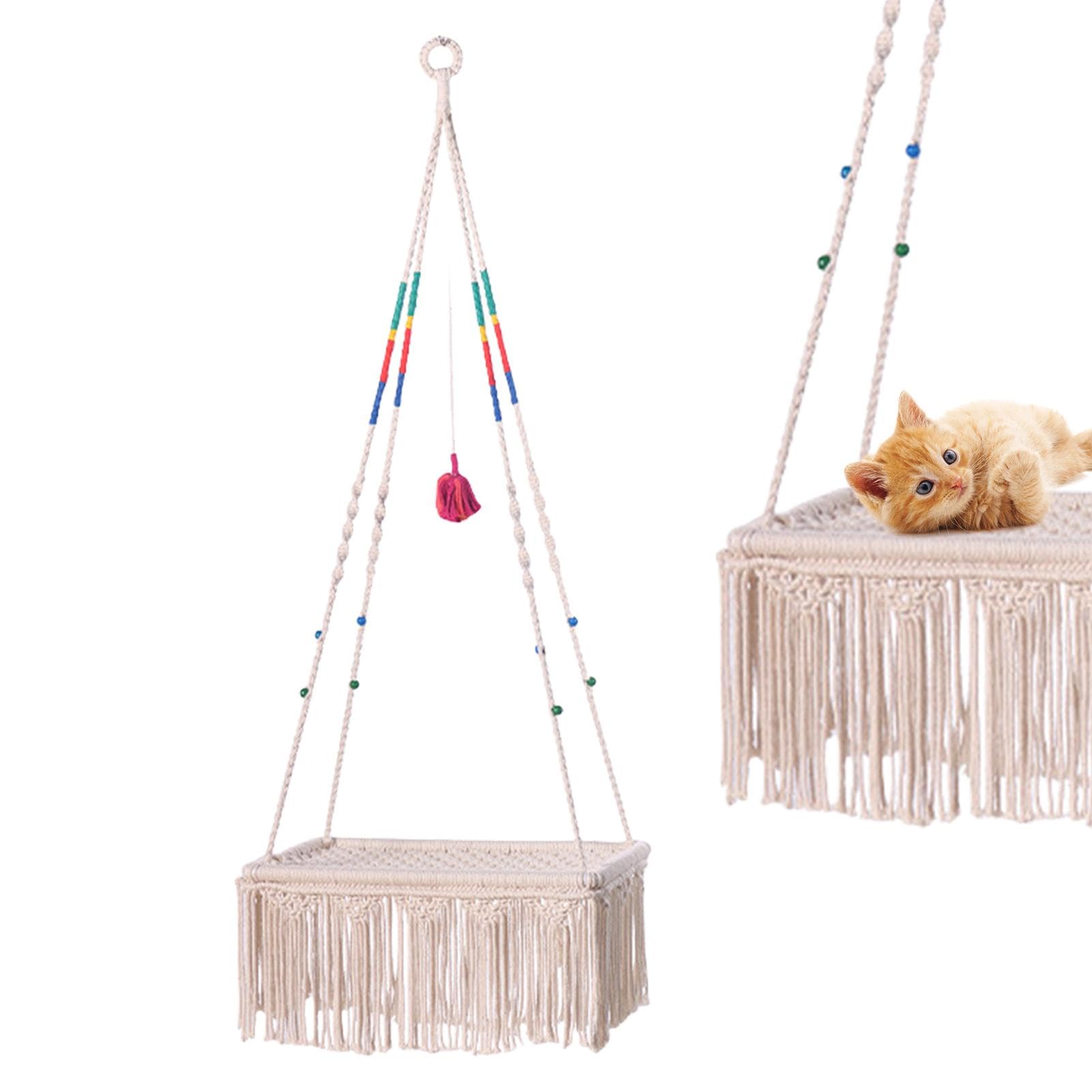Hamac pour chat en macramé, lit balançoire tressé main pour chatons