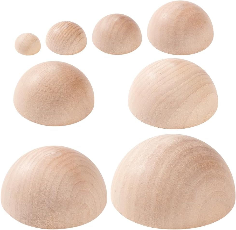 BENECREAT 8Pcs 8 Sizes Half Round Pottery Tools Set, Wooden Ceramic Top Tool Clay Tools Pottery Plate Press Tool for Making Pottery Bowls and Plates