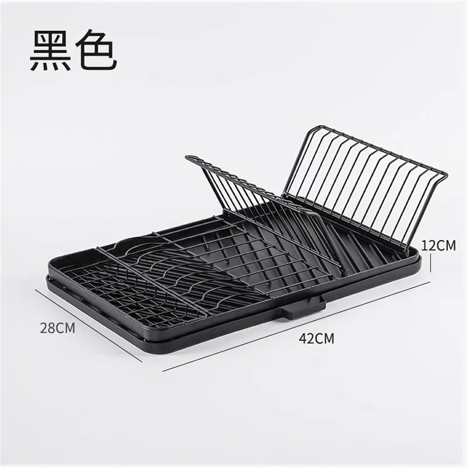 Kitchen Foldable Dish Drainer Multifunctional Household Chopsticks Spoon Fork Storage Rack with Catch Tray(B)