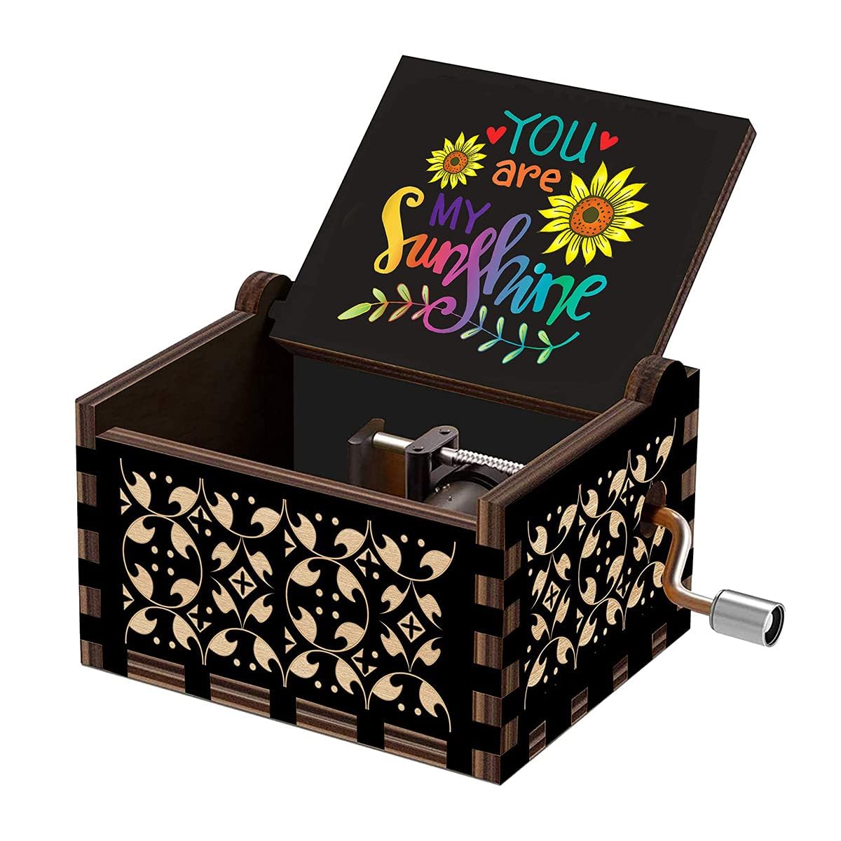Yesnote Women's You Are My Sunshine Music Box Gift For Wife Mom Dad Daughter Son Birthday Anniversary Christmas Mother Day For Girlfriend Hand Crank Musical Box Wooden Present