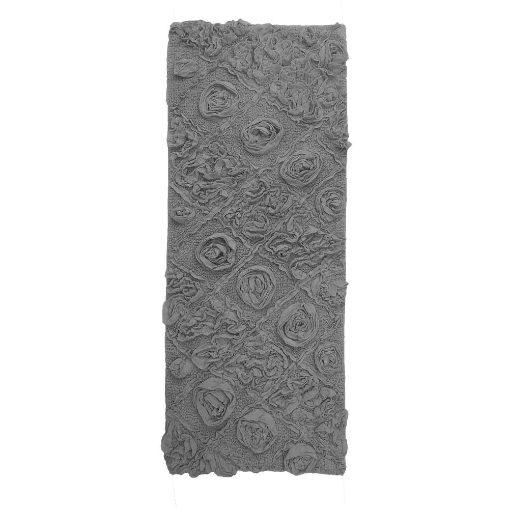 Grey Color Beautiful Floral Pattern Bathroom Rugs Non Slip 54 in L X 21 in W X 0