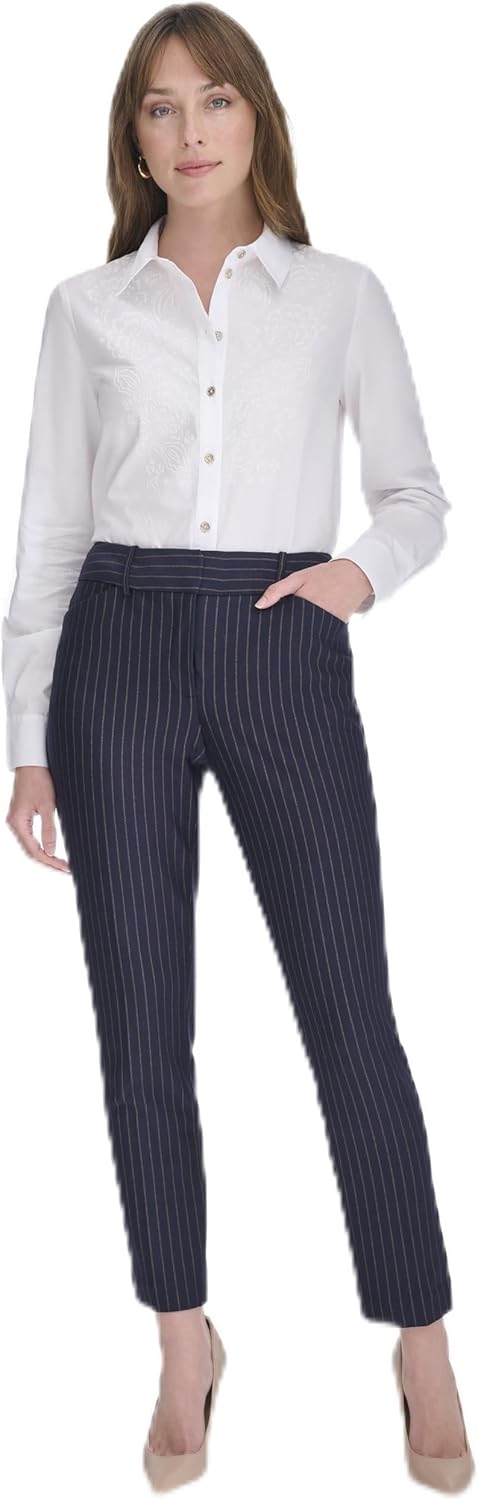 Tommy Hilfiger Womens Slim Fit Pinstripe Print Trousers