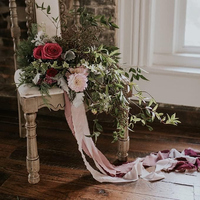 Miniatura 6 de 3 Rolls Chiffon Ribbon 1.5" x 5Yd Purple Silk-Like Handmade Fringe Ribbon Set for Wedding Invitations, Bridal Bouquets, Decorations, Gifts Wrapping,