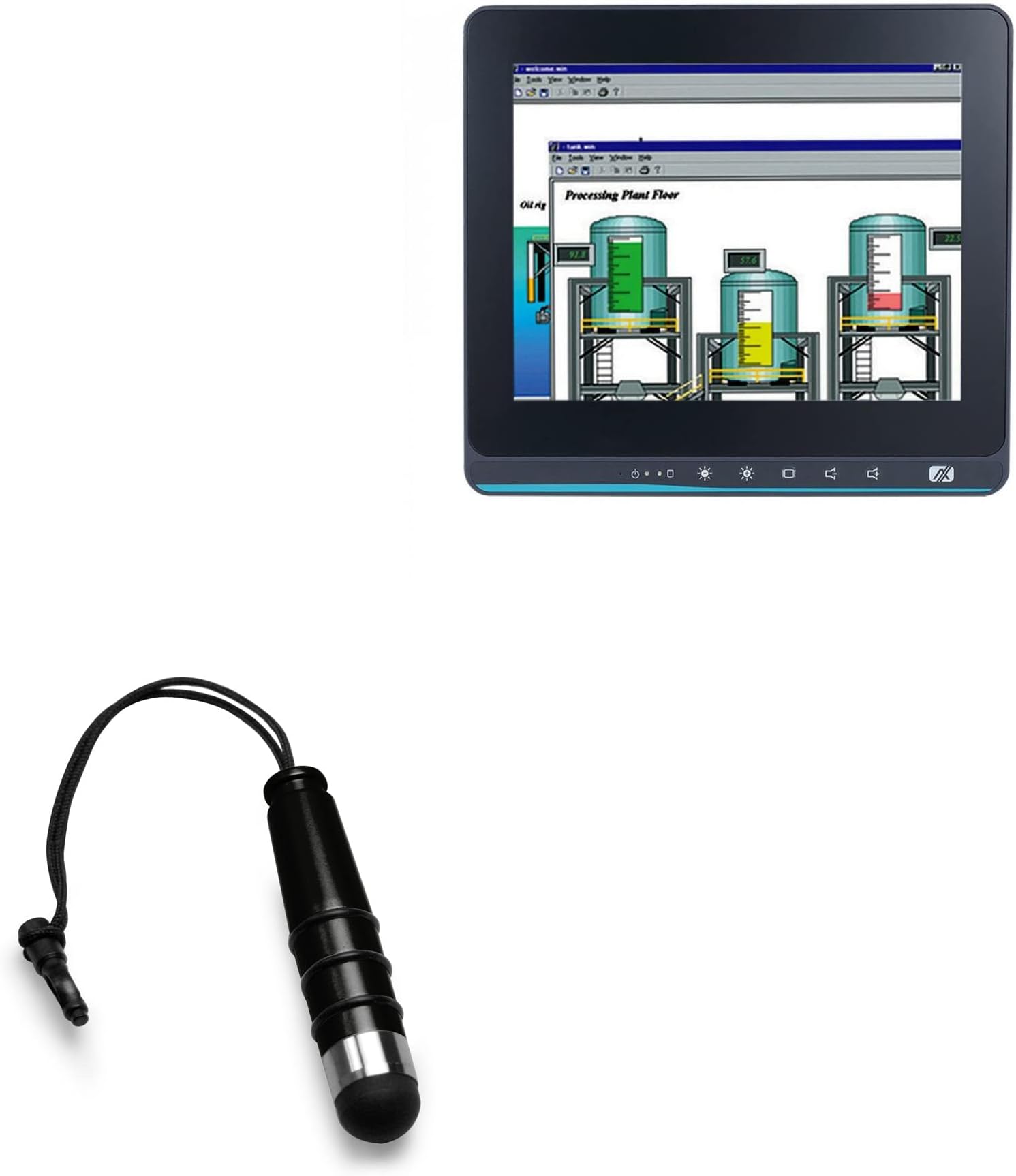 Stylus Pen for Axiomtek GOT110-316 (Stylus Pen by BoxWave) - Mini Capacitive Stylus, Small Rubber Tip Capacitive Stylus Pen for Axiomtek GOT110-316 - Jet Black