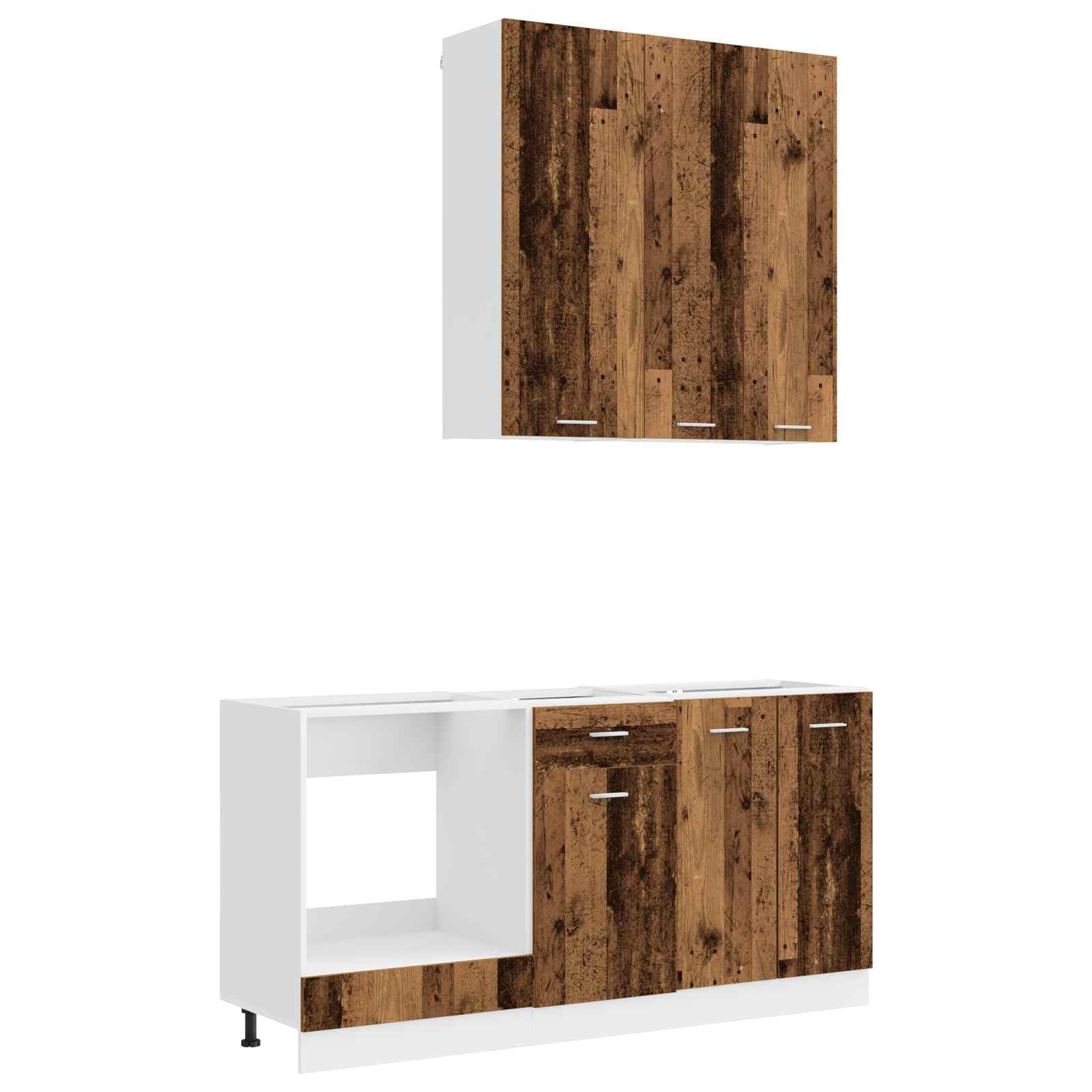 Unidad de cocina Lyon de 5 piezas en madera envejecida vidaXL