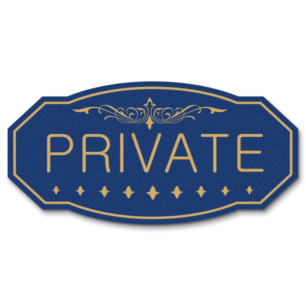 Victorian Private Wall or Door Sign - Durable Material | Elegant Victorian Design (Blue/Gold) - Small 3" x 6" (1 Pack)