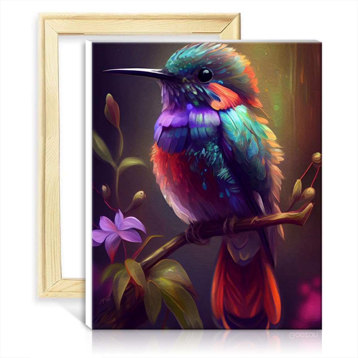 TANGFEIY Paint by Number Paintting Hummingbird Animal Canvas DIY Digital Oil Painting Adults Beginner Wall Art Oil Painting by Numbers Kits with Frame(30x40cm) — image 1